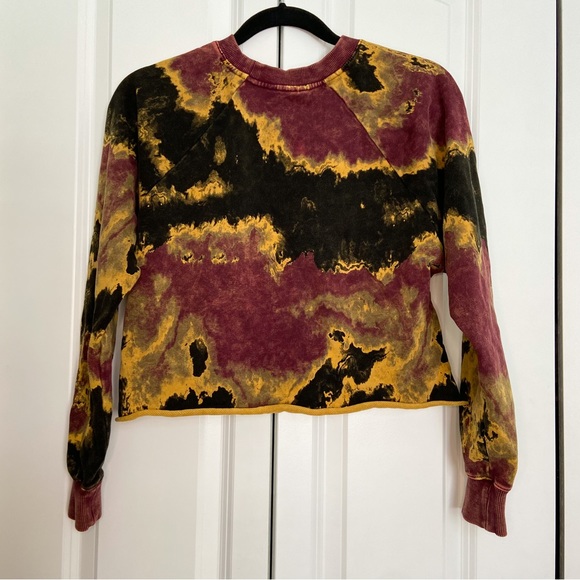 JOYLAB MAROON BLACK & YELLOW TIE DYE CROPPED SWEATSHIRT - Picture 5 of 5